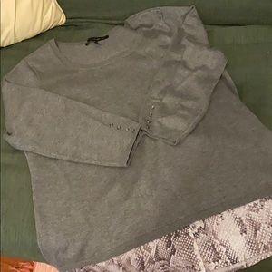 Grey sweater with snake skin silk faux layer